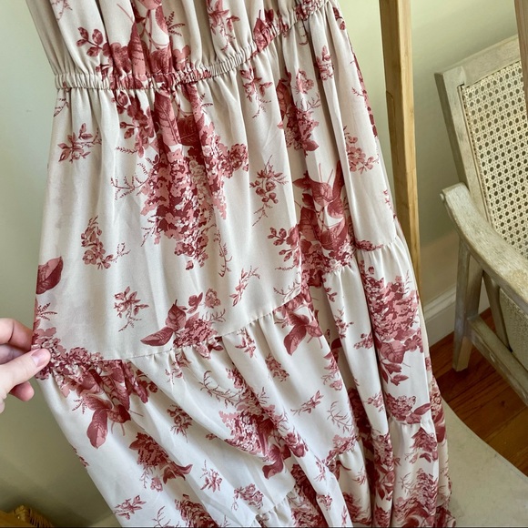 ✨SOLD✨ NWT Petal & Pup High Neck Tiered Floral Midi Dress in Dusty Pink - 4 - Picture 6 of 7